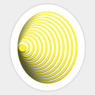 Geometric yellow concentric circles 3D doodle art Sticker
